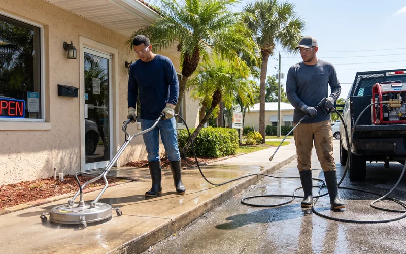 Commercial Pressure Washing in progress in Cape Coral